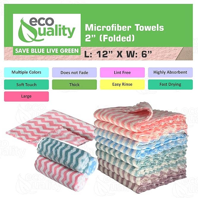 EcoQuality - Wholesale Dishcloth - Cotton Microfiber Towels Multi Color1