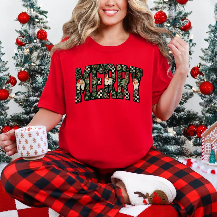 Vintage Print Merry Graphic Tee and other Purchase Wholesale hl1188. Free Returns & Net 60 Terms on Faire trending on Faire.