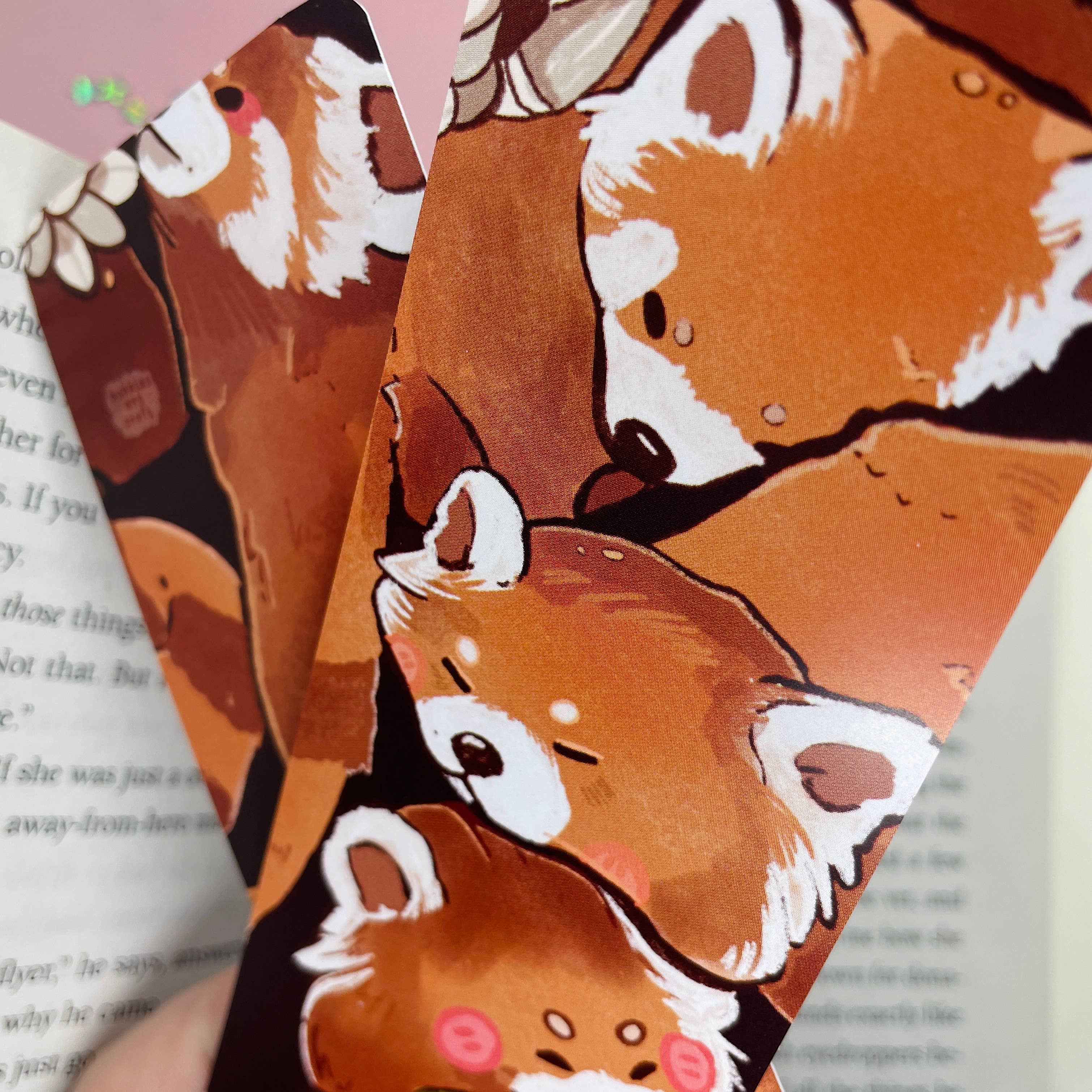 BubblesArtCraft - Venta al por mayor Marcapáginas - Marcador con forma de pila de panda rojo, diseño de doble cara, bonito8