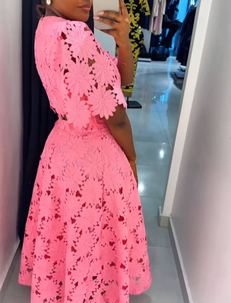 EmberLoom - Wholesale Top & Skirt Set - Women's - Floral Cut-Out Top and Midi Skirt Ensemble7