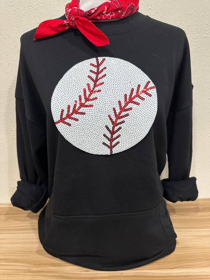 Sequin Baseball (C) sur le sweat-shirt YOUR COLOR CHOICE pour la vente par Bling-A-GoGo, LLC