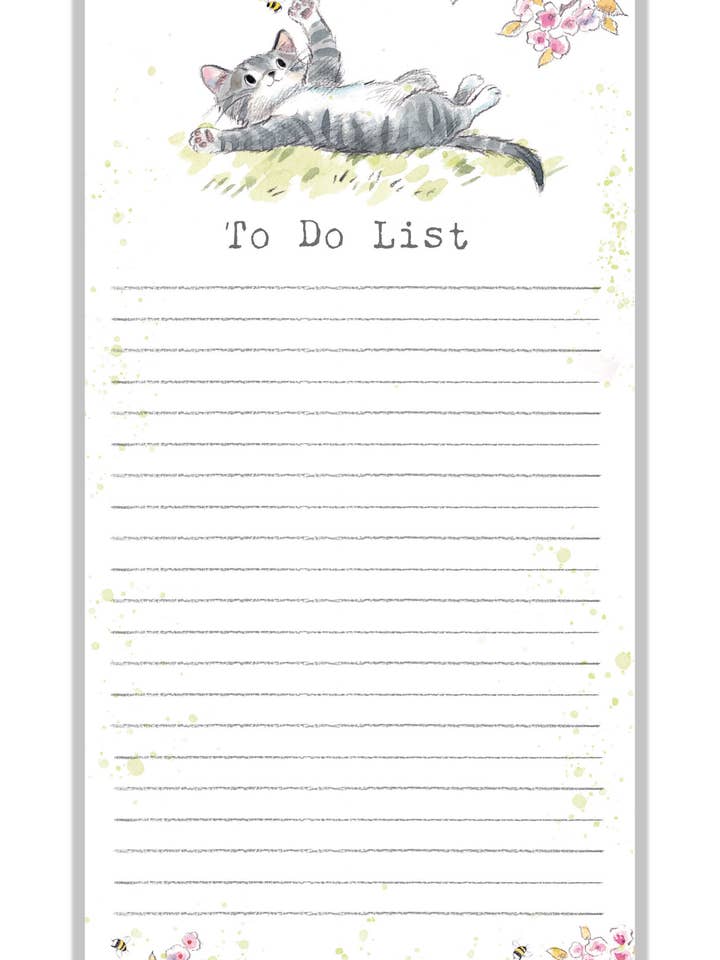 Bloc-notes magnétique - Chat avec fleur - NOTE02 pour la vente par Paper Shed Design Ltd