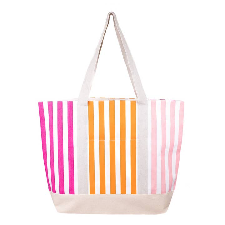 Megan Tote White/Pink/Orange 22.5x16.5x6 for wholesale by The Royal Standard