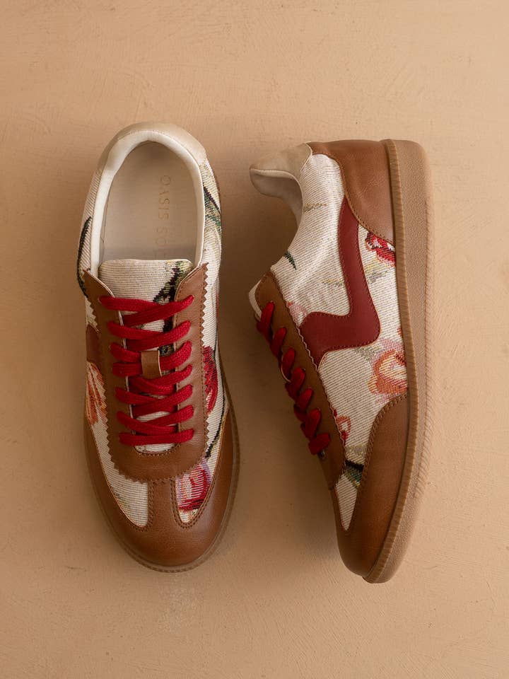 The Kyla | Beige Tulip Classic Low Top Sneakers for wholesale by OASIS SOCIETY