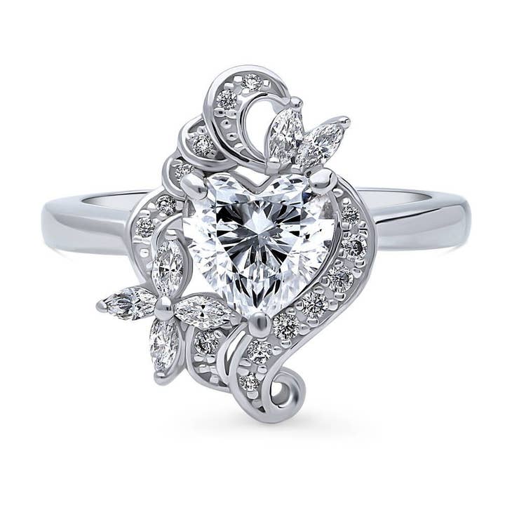 Bague Promesse Fleur Cœur en Argent Sterling BERRICLE avec CZ pour la vente par BERRICLE