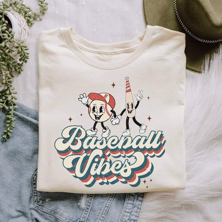 Baseball Vibes Retro Kortærmet for engroshandel hos Dockery Corporation