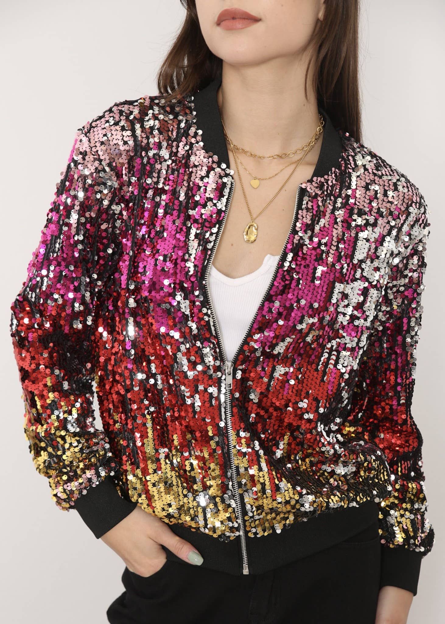 Anna Kaci Wholesale - Vente Bombers – femme - Blouson aviateur zippé à sequins119