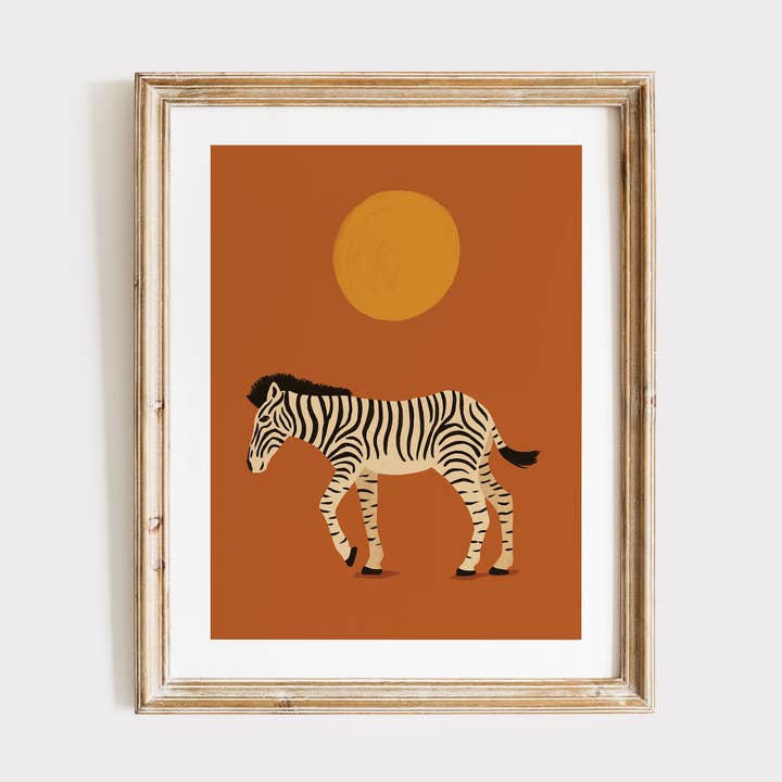 Zebra et la Lumière Dorée Impression d'Art Giclée pour la vente par Michio Aluna