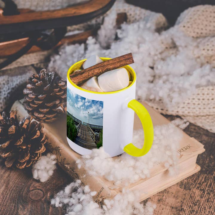 3dRose - Wholesale Coffee Mug - 3dRose, Boardwalk, beach foliage, blue skies and clouds, Mug5