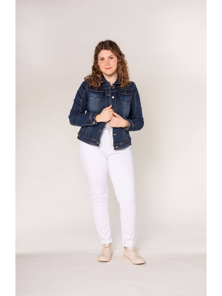 Nina Carter - Wholesale Denim Jacket - Women's - Plus size fitted stretch denim jacket H189-1/H204-1/203-112