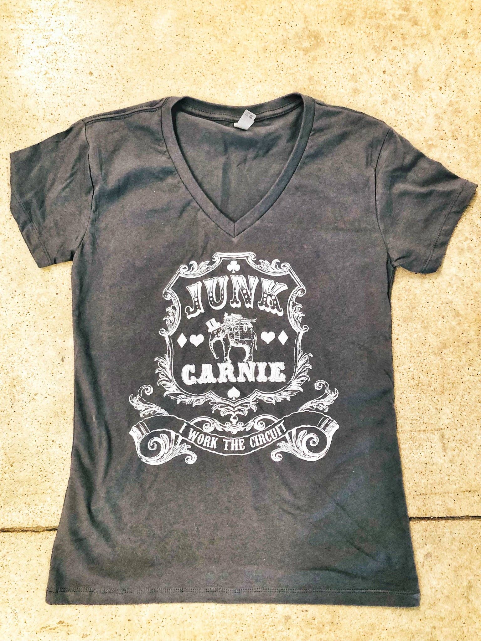 Wholesale Junk Carnie Vneck Grey T-Shirt for your store - Faire
