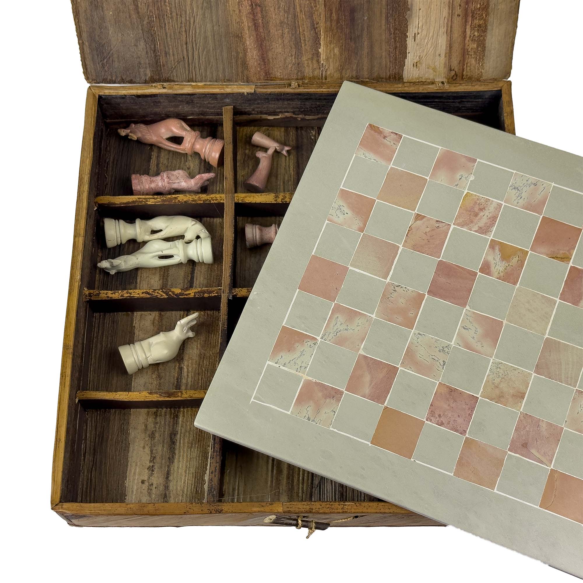 Global Crafts - Wholesale Board Game - Soapstone Hand-Carved Chess Set  in Box  - Safari Animal Pieces4