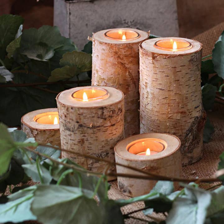 Birch Wood Candle Holder for wholesale by BRECK + FOX