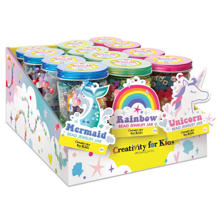 Faber-Castell / Creativity for Kids - Wholesale DIY Jewelry - Kids - Bead Jewelry Jars - Pre-Packed 12 Piece Shelf Display