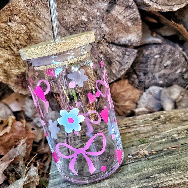 Coquette Beer Can Glass, Pink Bow Aesthetic for wholesale by Superior Sweet Water