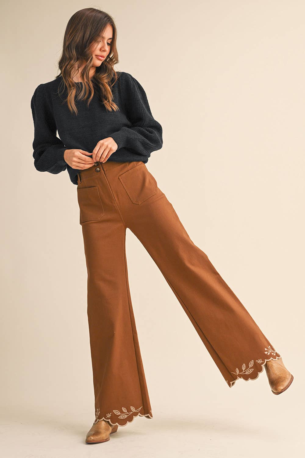 &MERCI - Wholesale Knit Sweater - Women's - RIBBED PUFF SLEEVE SWEATER MSW1095137