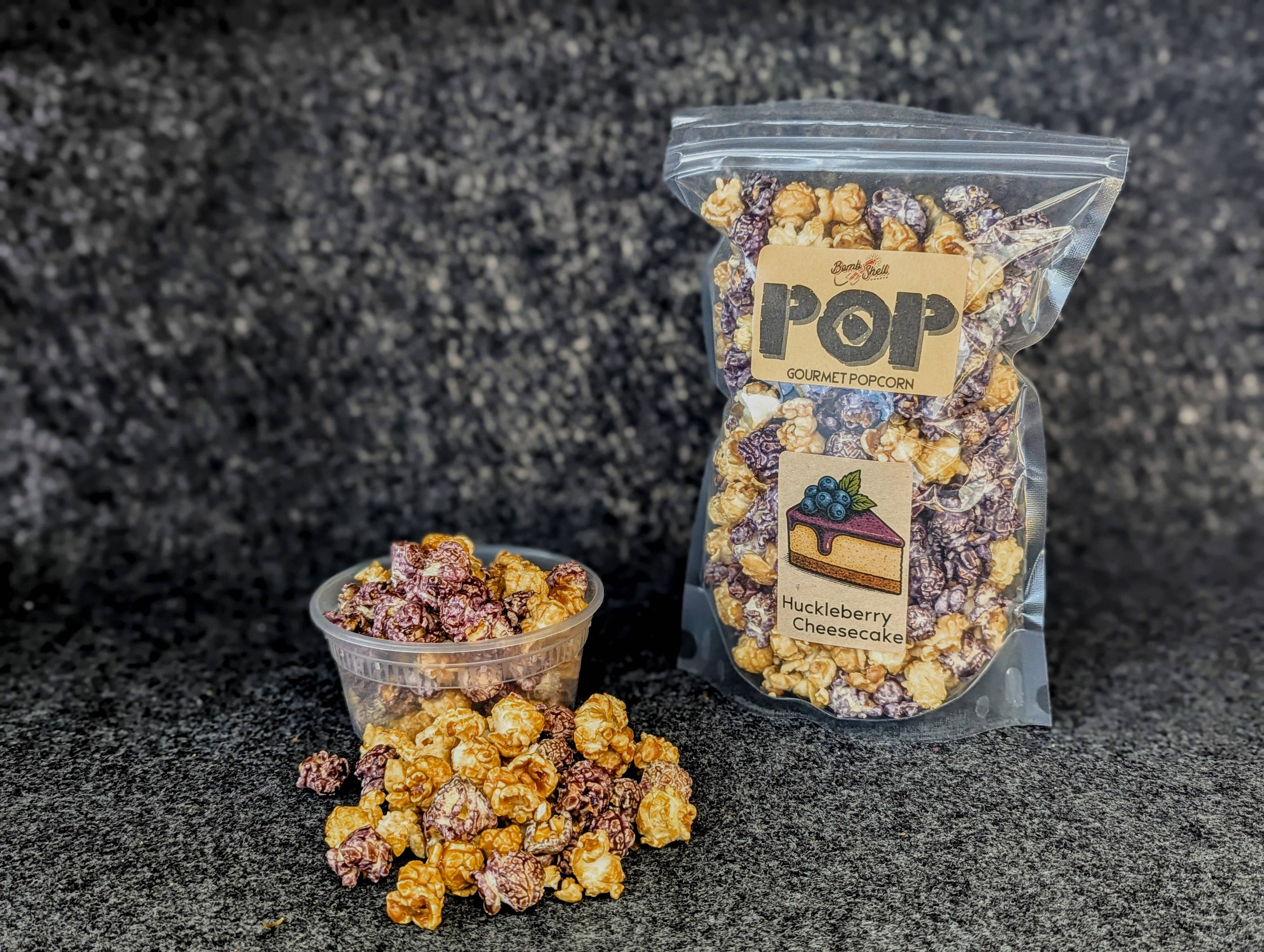 Bombshell Sweets - Wholesale Popcorn - Huckleberry Cheesecake Gourmet Popcorn - best seller1