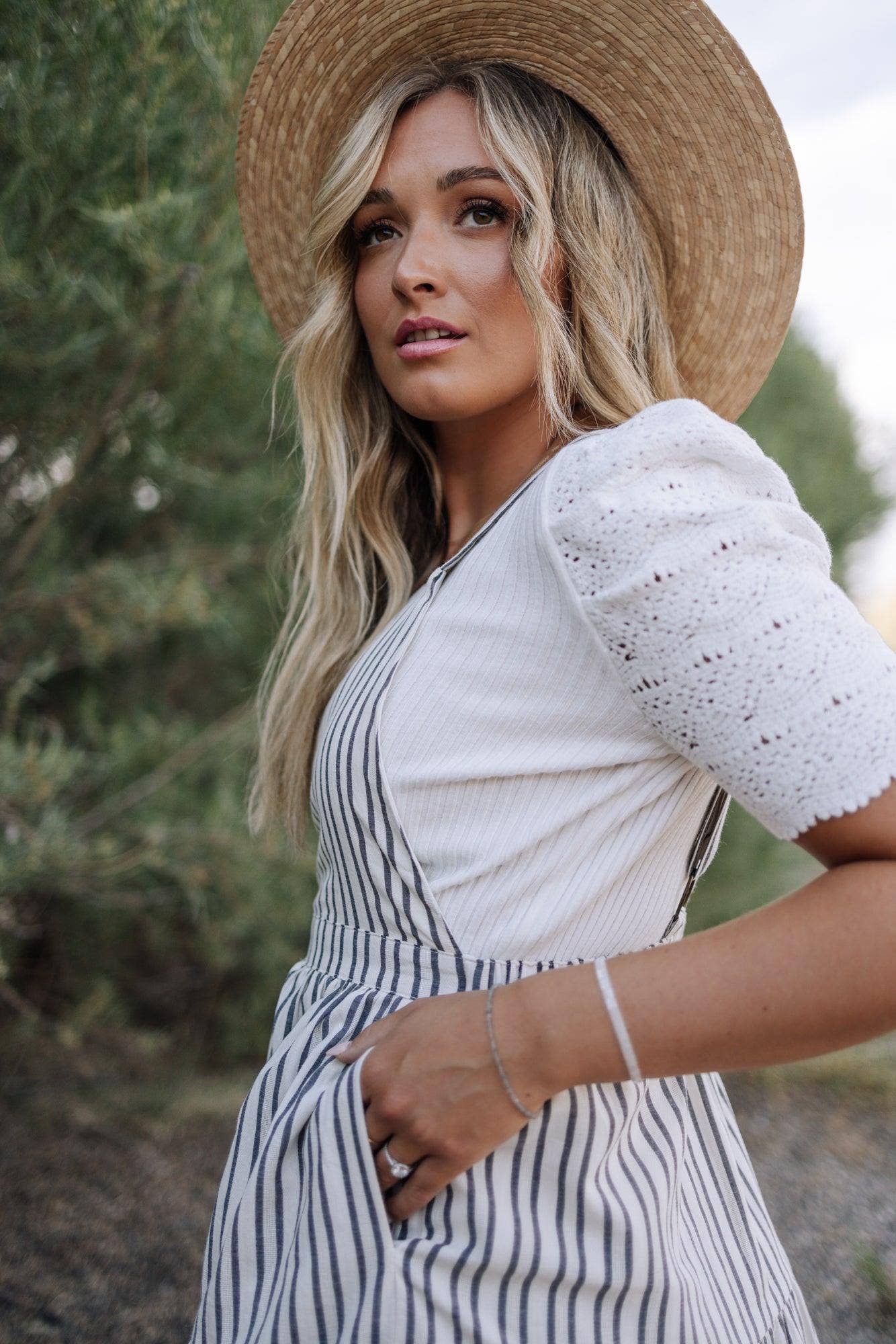 Fehrnvi Apparel - Wholesale Dress - Women's - Elizabeth Overall Dress in Ivory Charcoal1