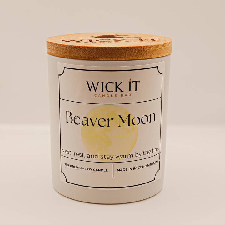 Bävermåne (november) | 9oz sojaljus för wholesale av Wick It Candle Bar