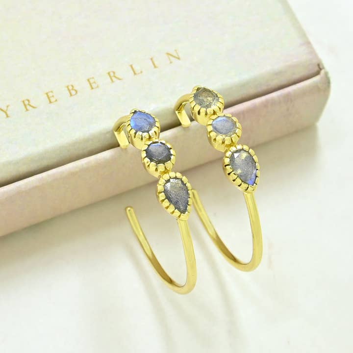 Schmuckoo Berlin - Wholesale Hoop Earrings - Oaklyn Hoop Earring Gold Plated - Labradorite1