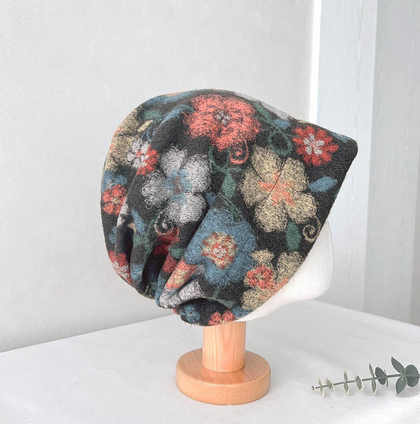 Comfortarians – Chapéu de pescador - Mulher por atacado – Chapéu Cloche Feminino de Lã com Estampa Floral para Outono e Inverno5