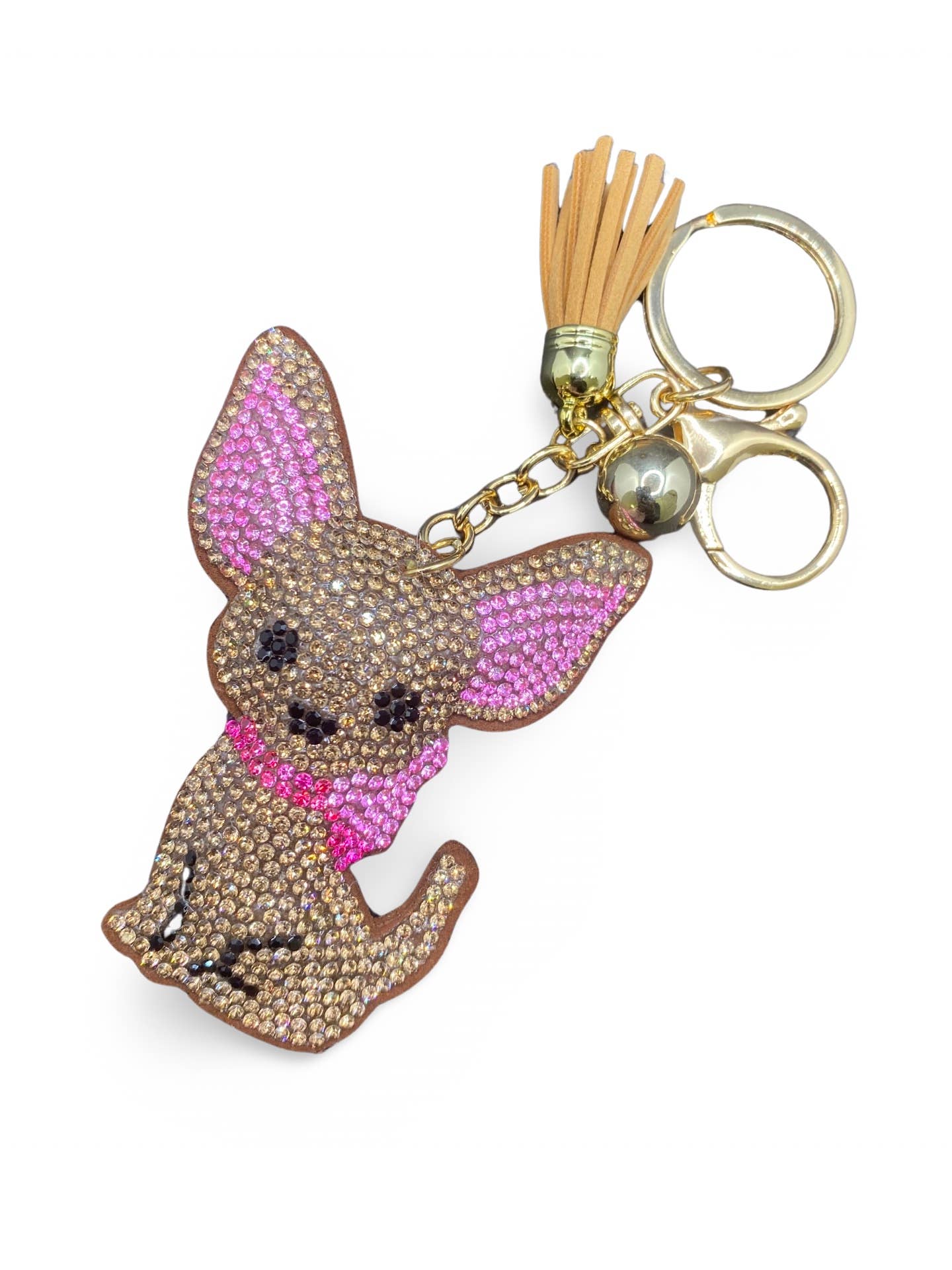 Blingy Chihuahua Stone-Studded Keychains