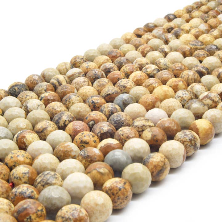 Picture Jasper Beads | Faceted Picture Jasper Round Beads | 6mm 8mm 10mm Available for wholesale by Only Beads