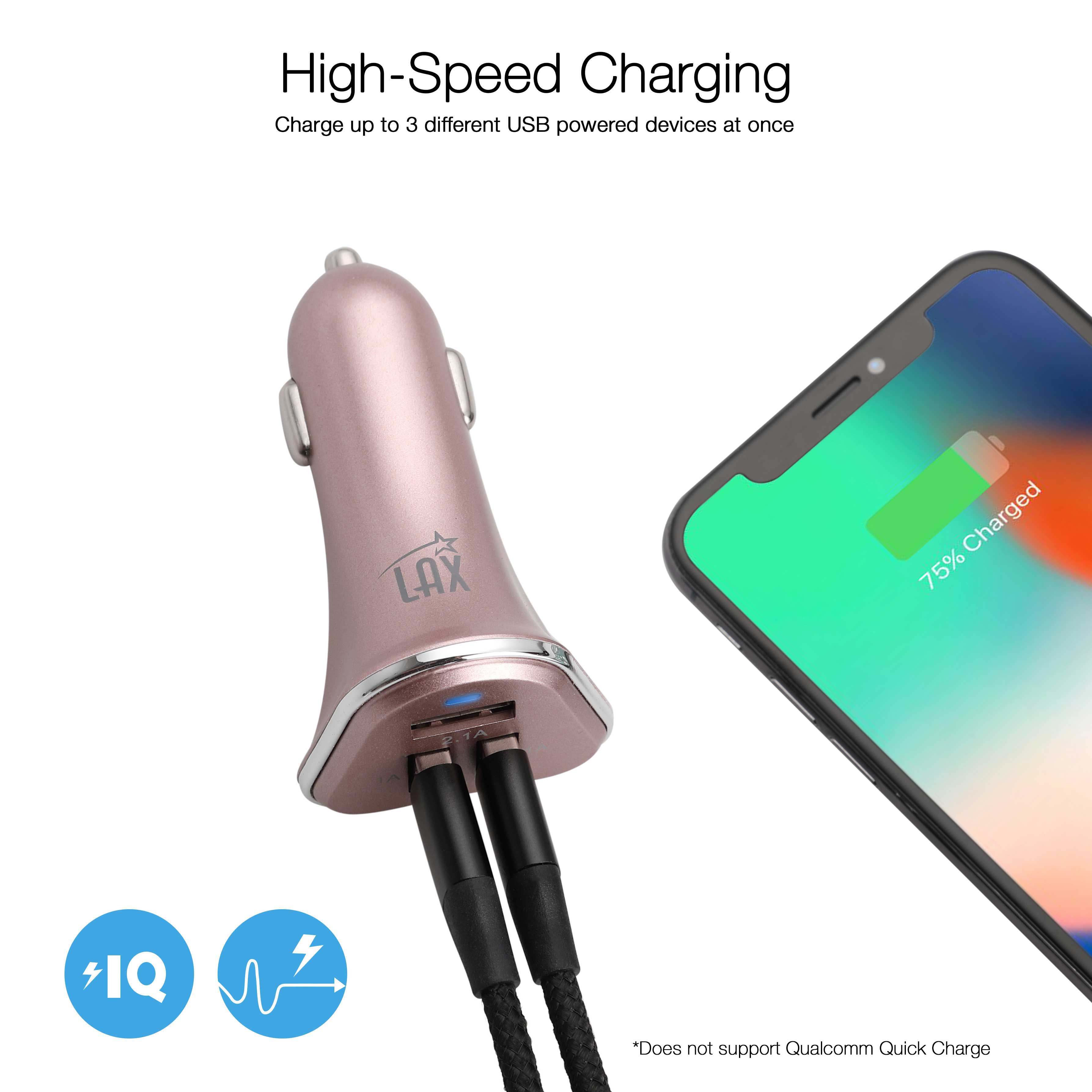 LAX Gadgets - Wholesale Portable Charger - USB 3 Ports Fast charger for Cars (Retail Packaging)27