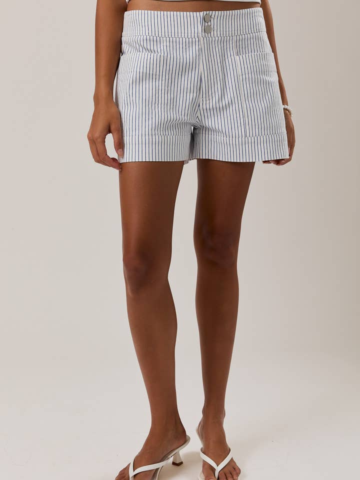 MID RISE STRIPE SHORTS for wholesale by LE LIS