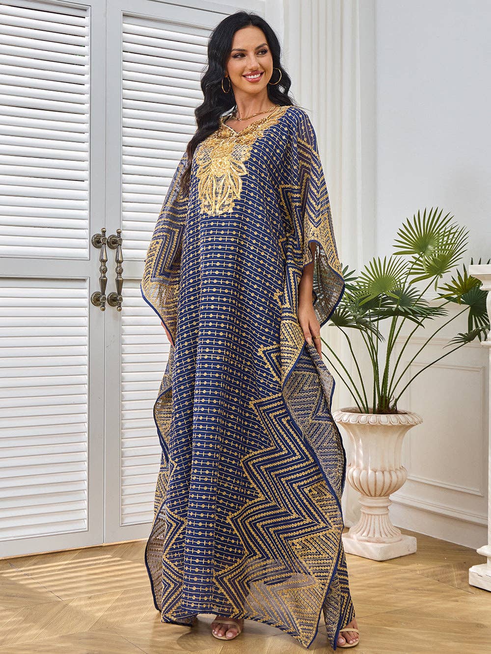 Blue 2025 NEW Dubai Abaya Dress Embroidered Elegance for wholesale on Faire6