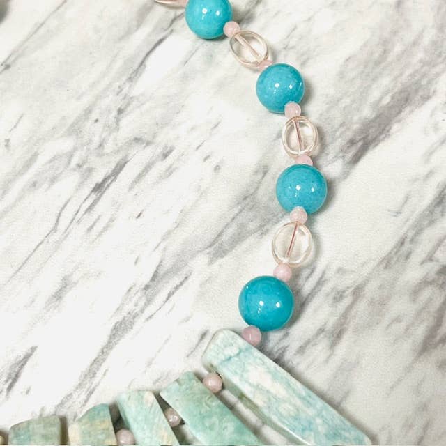 Anita K By Blushing Pink - Wholesale Beaded/Pearl Necklace - Amazonite, Jade, RQ. Czech Bead Necklace2