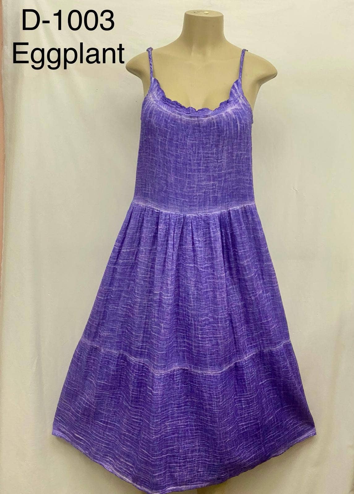 JUST CRUISING - India Casual Designs – Engroshandel Kjole - Dame – Lagvis bomulds dobbel gaze midikjole med justerbare stropper2