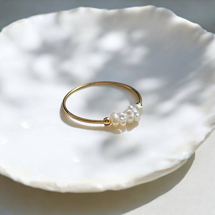 Boem Collection - Wholesale Band/Stacked Ring - Dainty Pearl Ring2