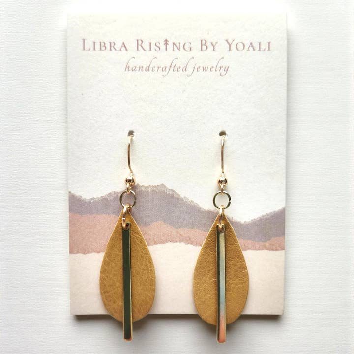 Rustic Teardrops in Tan Leather for wholesale by Libra Ris↟ng By Yoali