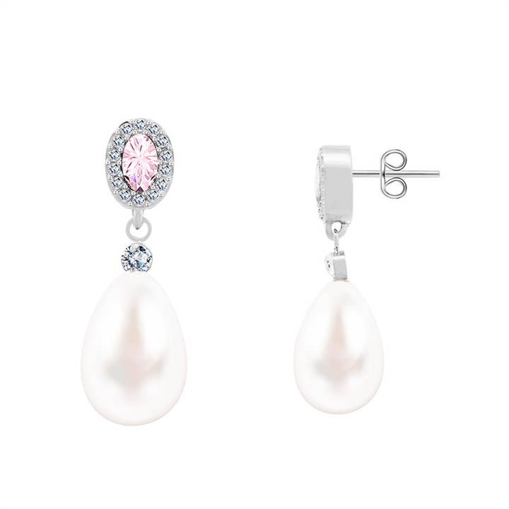 AMORINO SRL - Wholesale Dangle Earrings - DANGLING EARRINGS WITH OVAL ZIRCON AND PEARL3