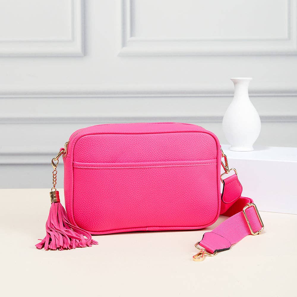 MiMi Wholesale - Wholesale Crossbody Bag - Women's - TG10204 Solid Color Tassel Camera Crossbody Bag6