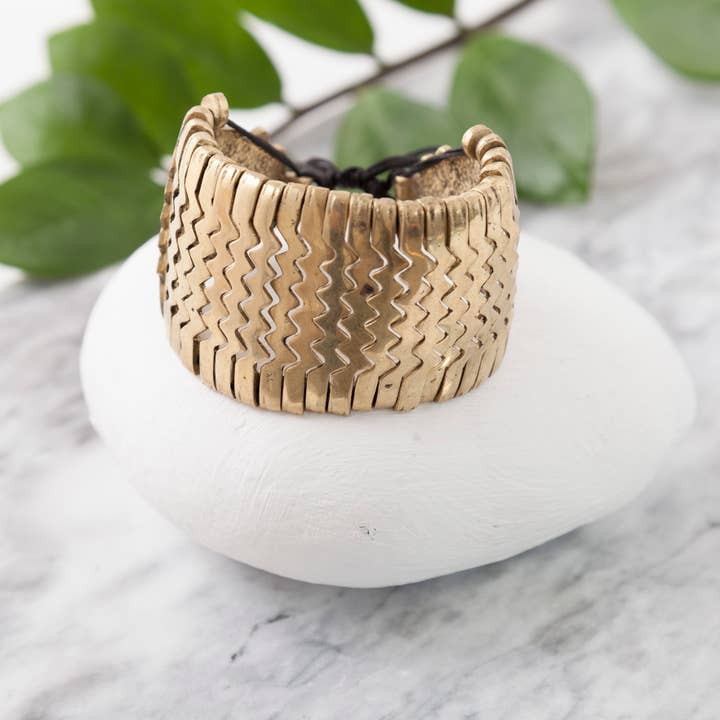 Baizaar - Wholesale Cuff Bracelet - Brass Zigzag Cuff Bracelet