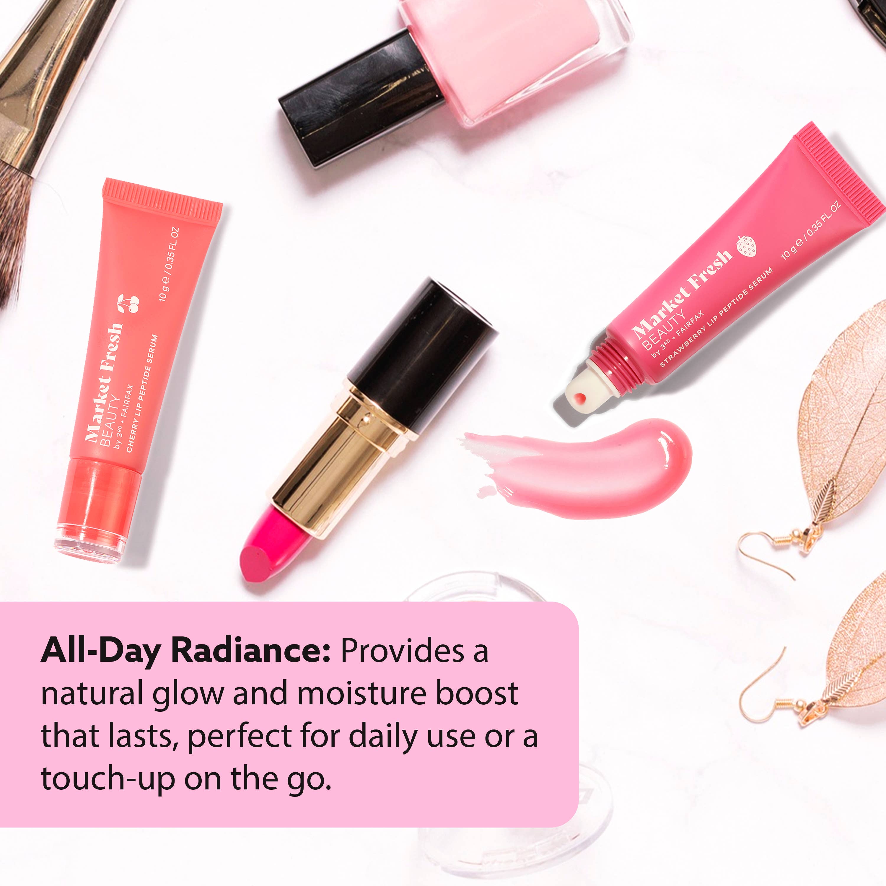 Market Fresh Beauty - Wholesale Lip Treatment/Mask - Peptide Glow Lip Serum Set by Market Fresh Beauty - Double Dose Hydrating Lip Care, Cherry & Strawberry Flavors, Vegan, Cruelty-Free, Clean Ingredients, 2 Pack6