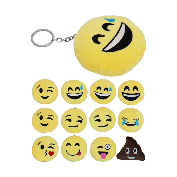 Assorted Emoji Stuffed Plushie Key Chain for wholesale on Faire