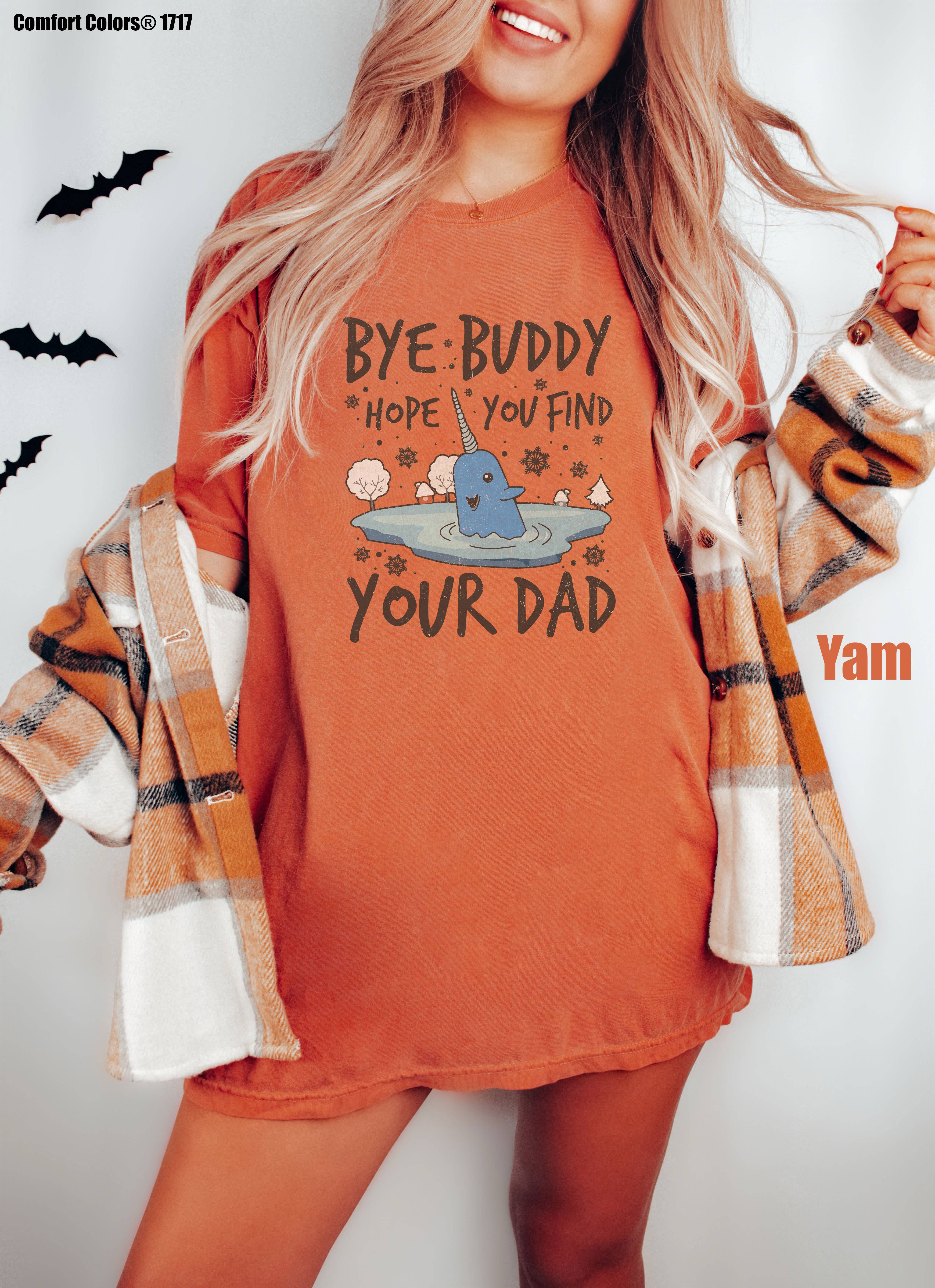 Glaime - Vendita all'ingrosso Maglietta stampata - Donna - Maglietta Comfort Colors Narwhal Elf Bye Buddy, Maglietta Film Elf4