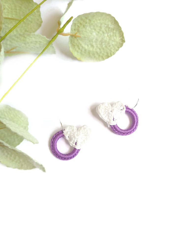 Circle of Love Heart Crochet Earrings for wholesale by Sysaic Knotz