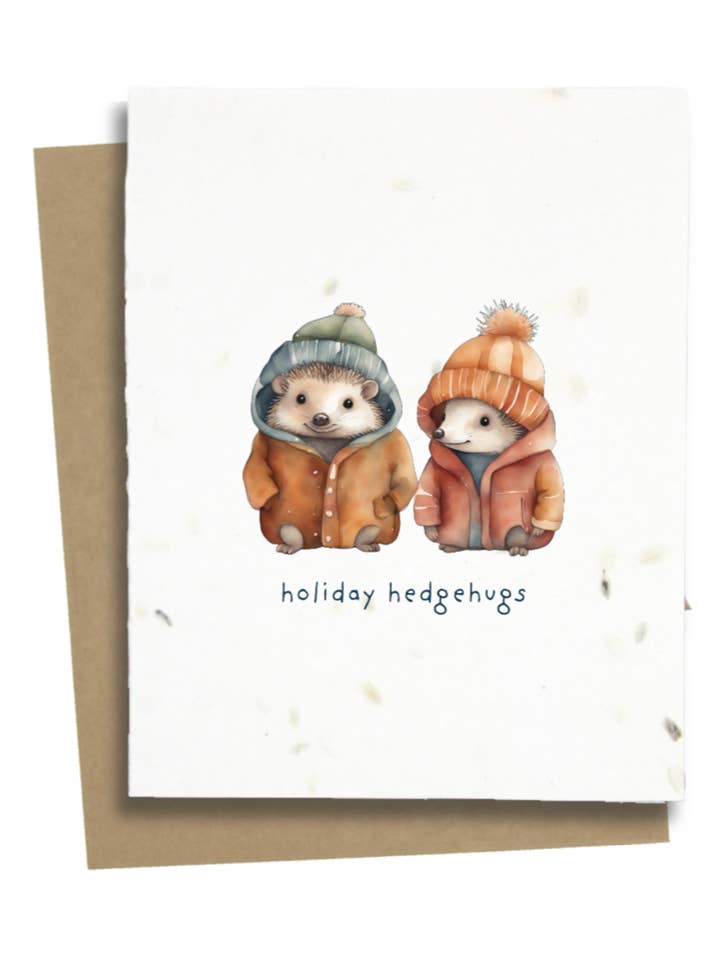 Carte de Noël hérisson pour la vente par Greet n' Grow Plantable Cards