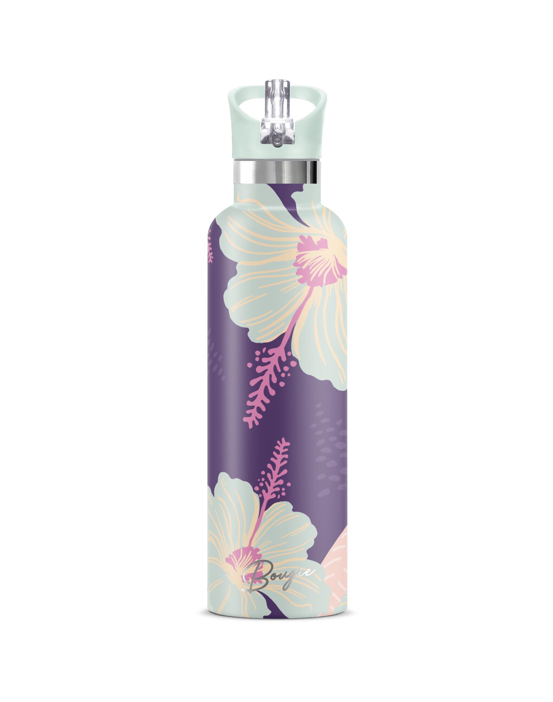 My Bougie Bottle - Vente Bouteilles d'eau - Bouteille d'eau isotherme NANI Fleur d'hibiscus 25 oz Violet1