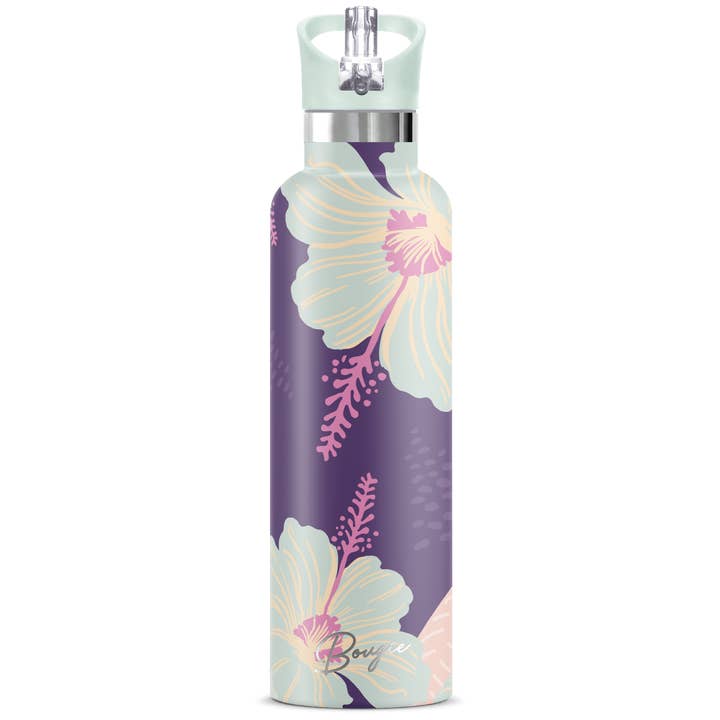 My Bougie Bottle - Wholesale Water Bottle - NANI Hibiscus Flower 25 oz Insulated Water Bottle Purple1