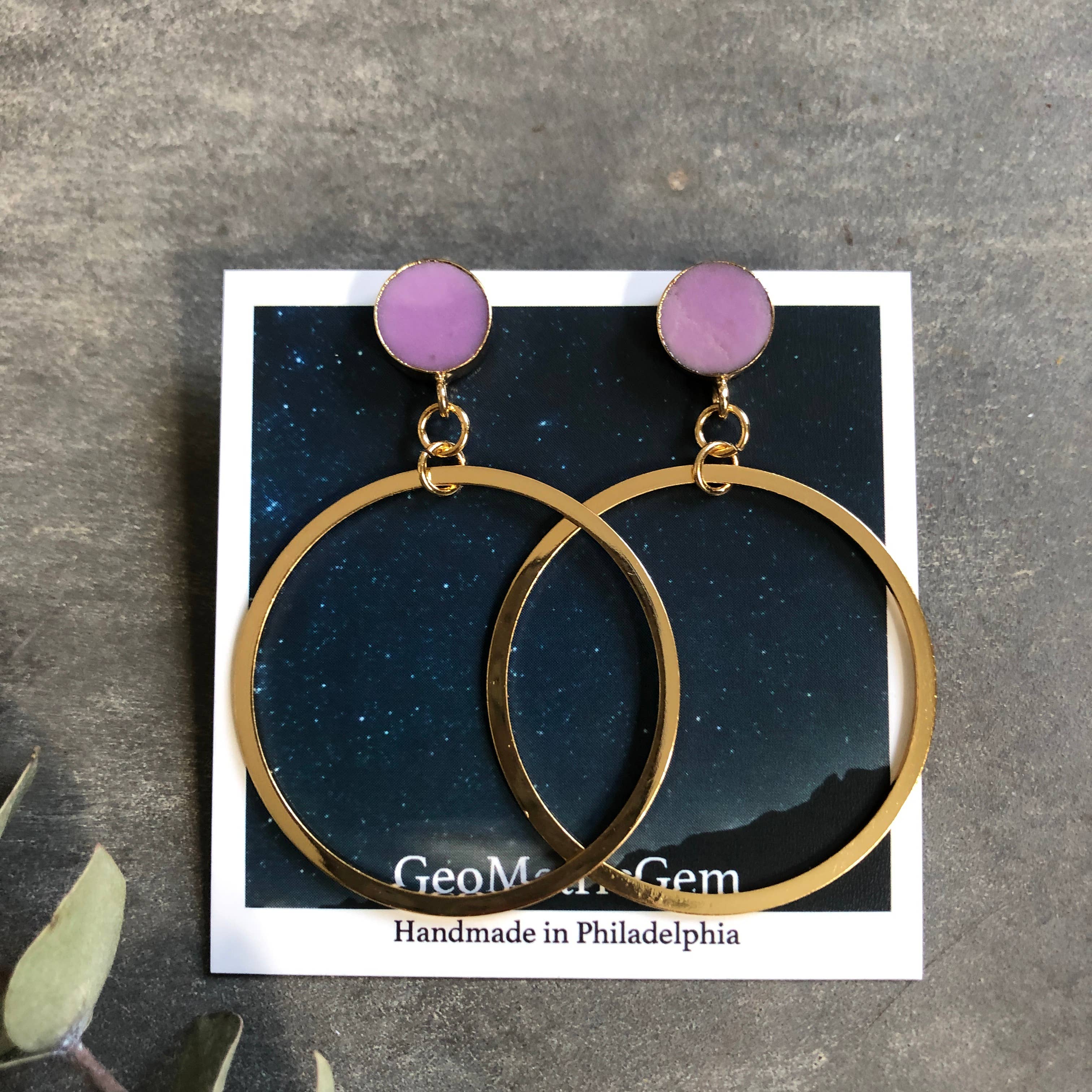 GeoMetricGem - Wholesale Dangle Earrings - Smith Earrings ~ 14K Gold Plated Sugilite1