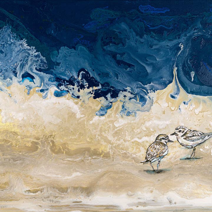 Shorebirds at Dusk Matted Art Print for wholesale by Rachel Pierce Art Gallery