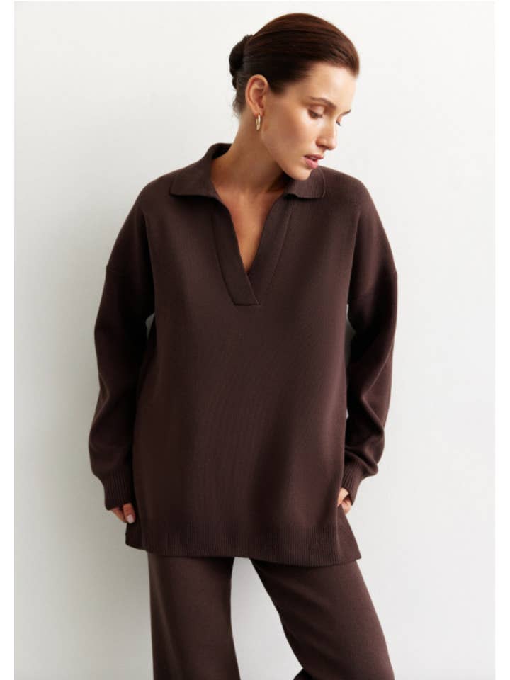 Nenya Fashion Limited – Großhandel Strickpullover – Damen – Pollo-Pullover mit Kragendetail in Übergröße6