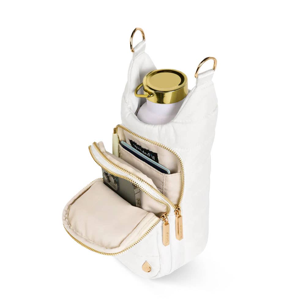 WanderFull - Wholesale Crossbody Bag - Women's - White Ripstop HydroBag with Red, Navy, White striped strap1