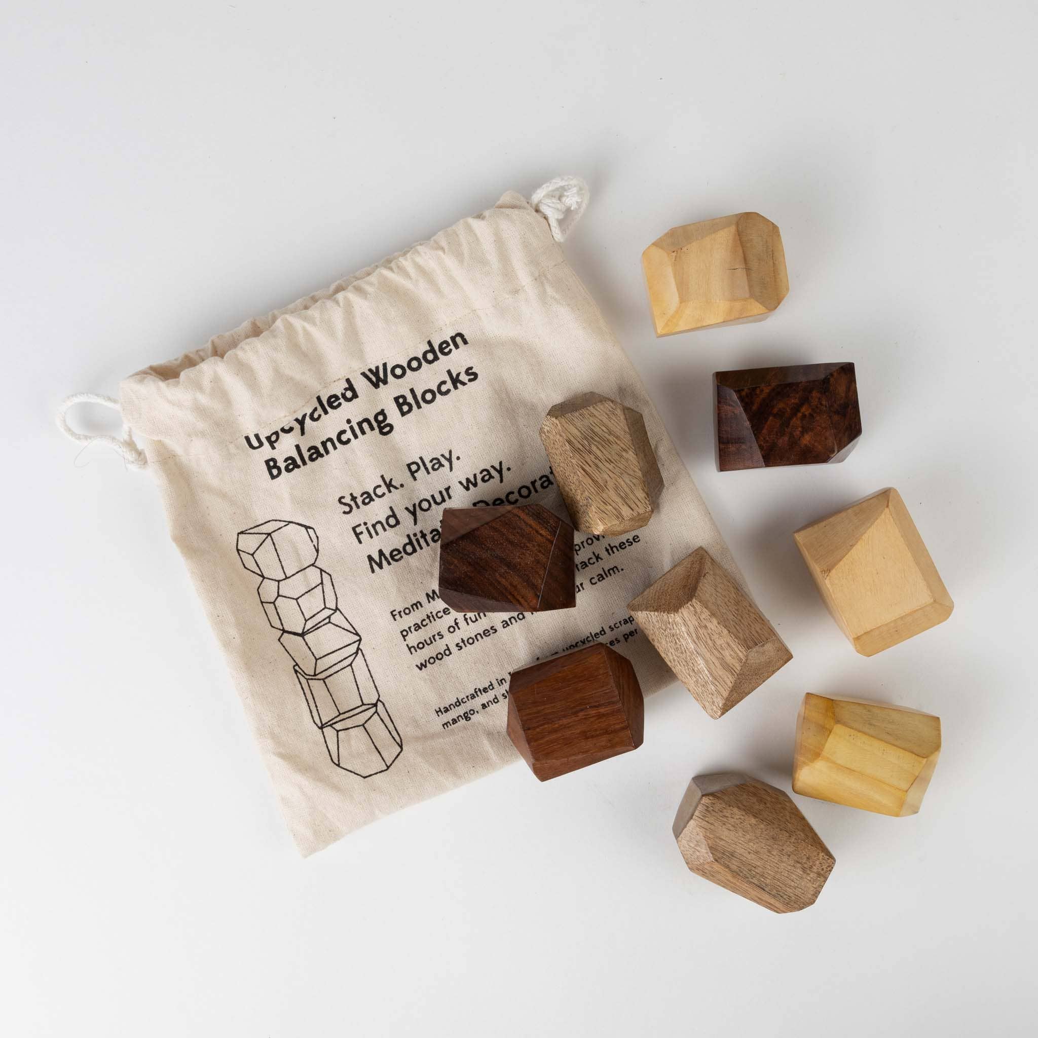 Ten Thousand Villages - Wholesale Stacking Game - Upcycled Wood Stacking Stones - Set of 9 *4