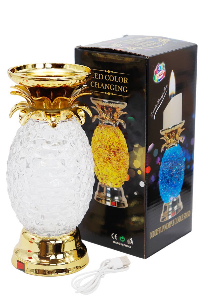 Sortiert Farbenwechselnder Ananas-Drehlichtständer mit mehrfarbigem LED-Glitzer für den Großhandel auf Faire6